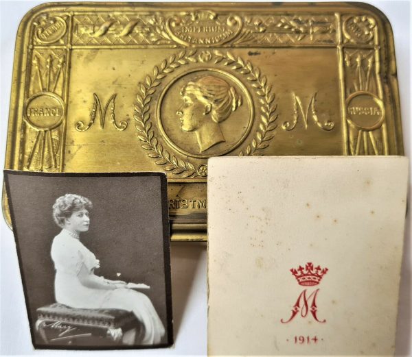 WW1 BRITISH ARMY & NAVY PRINCESS MARY GIFT TIN ANZAC GALLIPOLI CARD & PHOTO