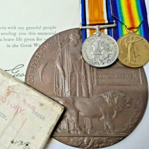 WW1 DIED OF WOUNDS MEDALS & PLAQUE SAPPER J A STEPHEN 409TH LOWLAND ENGINEERS