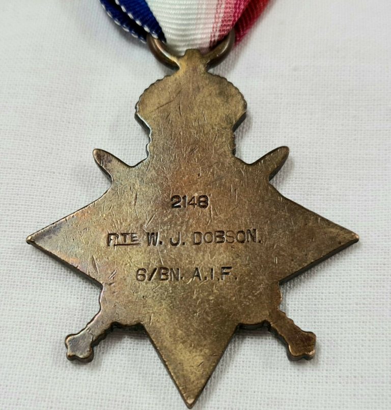 *WW1 DIED WOUNDS 1916* 1915 STAR: 2148 DOBSON AIF 6TH & 58TH BN AUSTRALIA MEDAL - Image 3