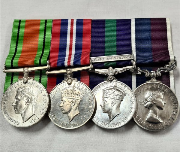 WW2 PALESTINE 1945 & LONG SERVICE MEDALS 578403 J.K.DARBY ROYAL AIR FORCE