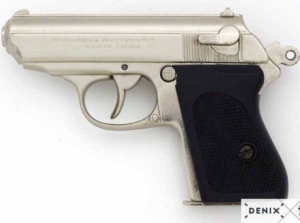 DENIX REPLICA GUN WALTHER PPK JAMES BOND STYLE PISTOL NICKEL 1277