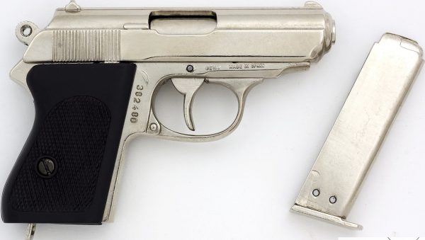 DENIX REPLICA GUN WALTHER PPK JAMES BOND STYLE PISTOL NICKEL 1277