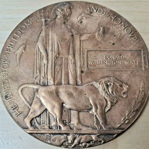 37 BN WW1 AUSTRALIA MEMORIAL DEATH PLAQUE MEDAL 684 DONALD WATT YPRES 1918