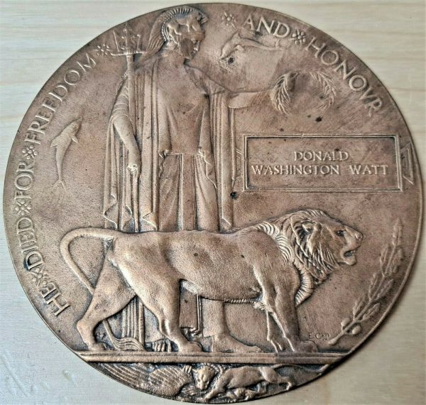 37 BN WW1 AUSTRALIA MEMORIAL DEATH PLAQUE MEDAL 684 DONALD WATT YPRES 1918