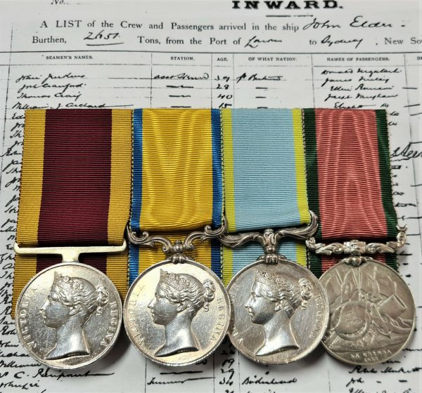 CHINA WAR, BALTIC & CRIMEA MEDALS BOATMAN BUTTERS ROYAL NAVY WHO SERVED 32 YEARS