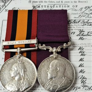 PRE WW1 BOER WAR AND LONG SERVICE MEDALS JOHNSON 18TH HUSSARS. C.O’S GROOM