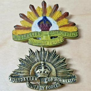 *SAND CAST* AUSTRALIAN ANZAC WW1 & WW2 RISING SUN UNIFORM COLLAR BADGE