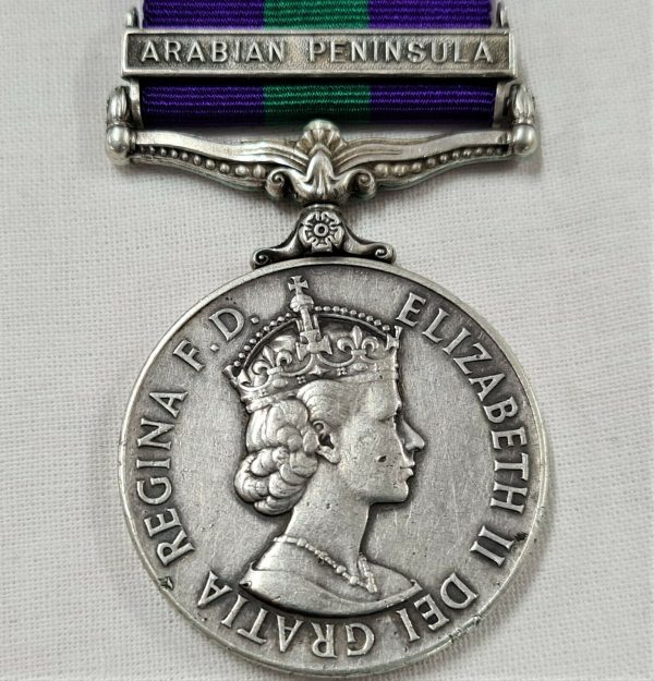 SCARCE GENERAL SERVICE MEDAL ARABIAN PENINSULA FEDERATION GUARD POST WW2