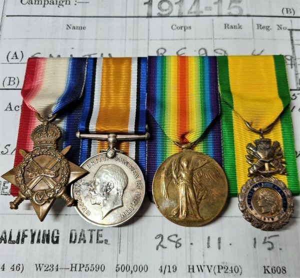 WW1 BRITISH & FRENCH MEDAILLE MILITARE MEDALS 2269 RICHARD SMITH ROYAL ARTILLER