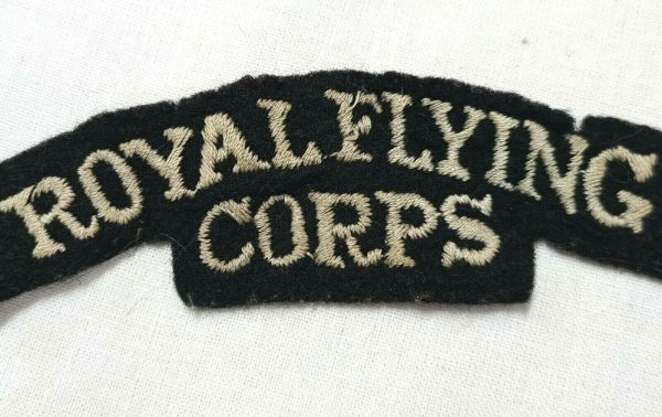 WW1 BRITISH ROYAL FLYING CORPS UNIFORM CLOTH SHOULDER TITLE BADGE RFC