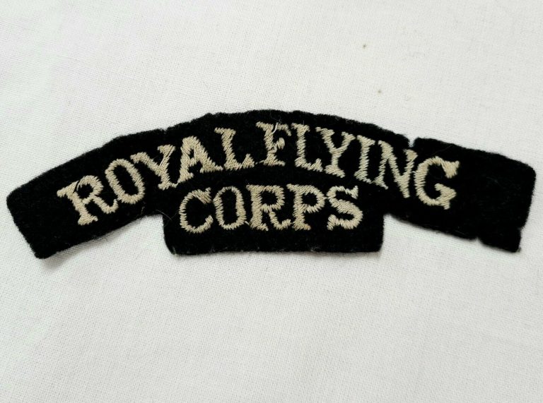 WW1 BRITISH ROYAL FLYING CORPS UNIFORM CLOTH SHOULDER TITLE BADGE RFC - Image 2