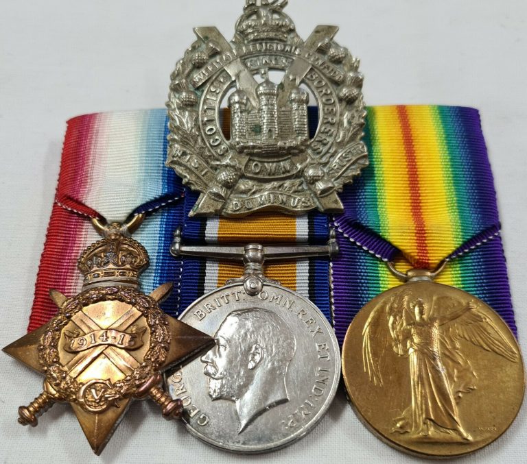 *WW1 DIED OF DISEASE 14/7/191* MEDALS 11833 PTE. HUGH MORGAN KINGS OWN SCOTTISH BORDERS WITH BADGE - Image 2