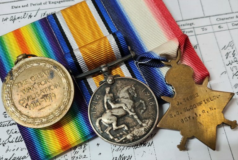 WW1 MEDAL GROUP TO BOY 1ST CLASS BLOOMFIELD SERVED GALLIPOLI AND SUBMARINE M1 - Image 3