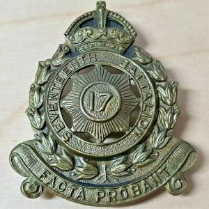 WW2 AUSTRALIAN ARMY 17TH BN 1930-42 UNIFORM CAP BADGE AIF NORTH SYDNEY REGIMENT