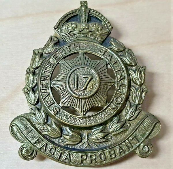 WW2 AUSTRALIAN ARMY 17TH BN 1930-42 UNIFORM CAP BADGE AIF NORTH SYDNEY REGIMENT