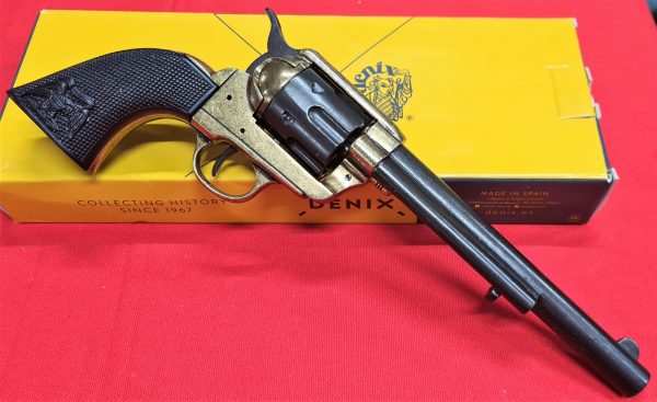 DENIX REPLICA GUN 1873 COLT PEACE MAKER REVOLVER PISTOL BRASS & BLACK WITH EAGLE GRIP