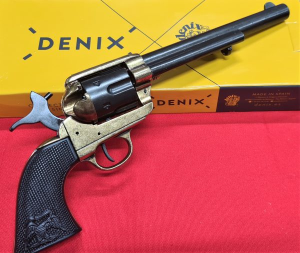 DENIX REPLICA GUN 1873 COLT PEACE MAKER REVOLVER PISTOL BRASS & BLACK WITH EAGLE GRIP - Image 2