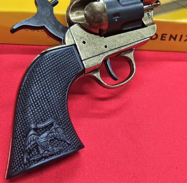 DENIX REPLICA GUN 1873 COLT PEACE MAKER REVOLVER PISTOL BRASS & BLACK WITH EAGLE GRIP - Image 3