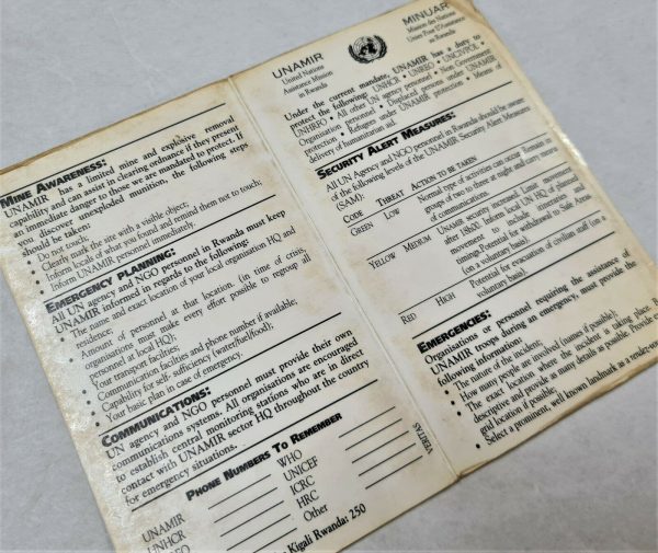 AUSTRALIA ARMY UNITED NATIONS FORCES UNAMIR RWANDA SECURITY CARD & MAP - Image 2