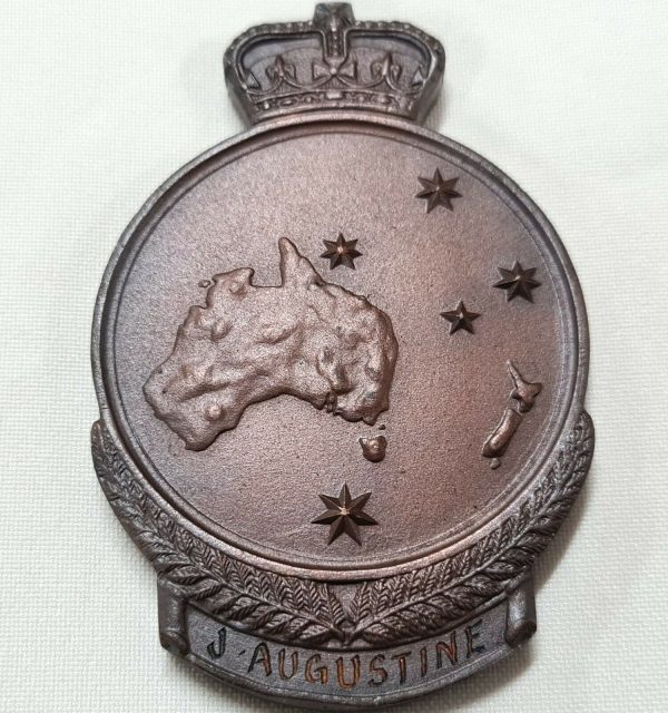 AUSTRALIAN WW1 GALLIPOLI SERVICE PLAQUE IN BOX CERTIFICATE J AUGUSTINE AIF - Image 4