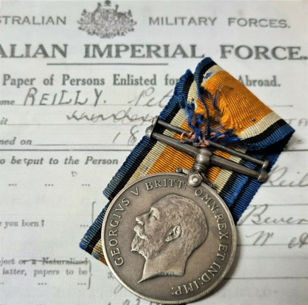 AUSTRALIAN WW1 WAR MEDAL 796 REILLY 44TH BATTALION A.I.F. FROM BEVERLEY WA