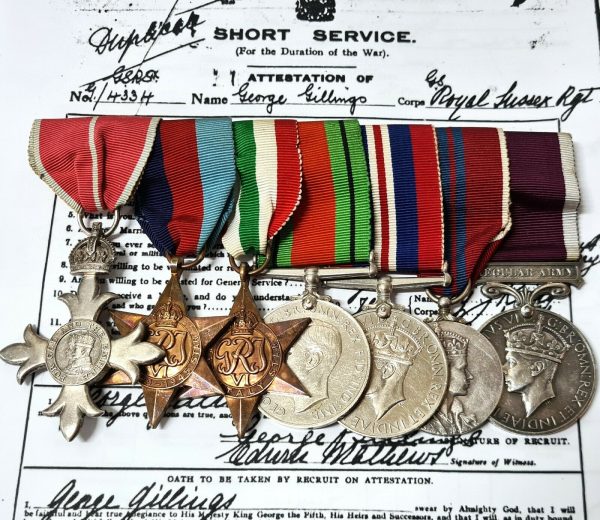 BRITISH ARMY WW2 & M.B.E. MEDALS 2317281 CAPTAIN GILLINGS CORPS ROYAL SIGNALS - Image 2