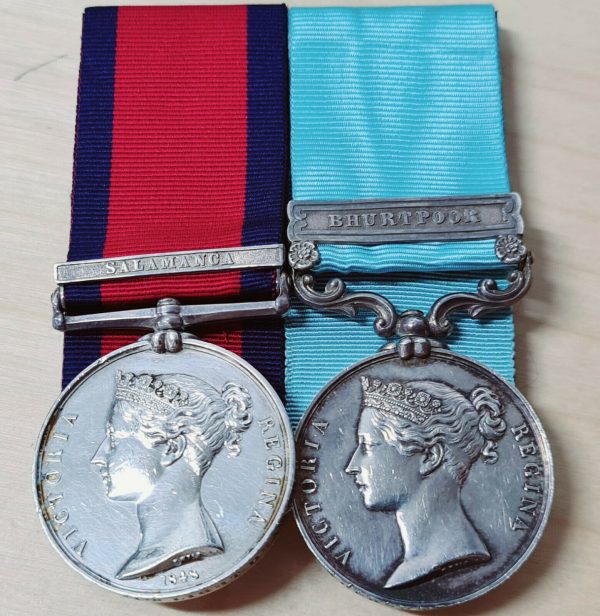 BRITISH WATERLOO NAPOLEONIC WARS & INDIA MEDALS W. ANDERSON 11TH LIGHT DRAGOONS