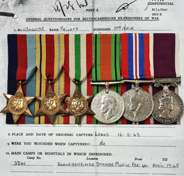 *GREEK POW* WW2 BRITISH ARMY MEDALS 6344035 SERGEANT MCNAIR ROYAL WEST KENT