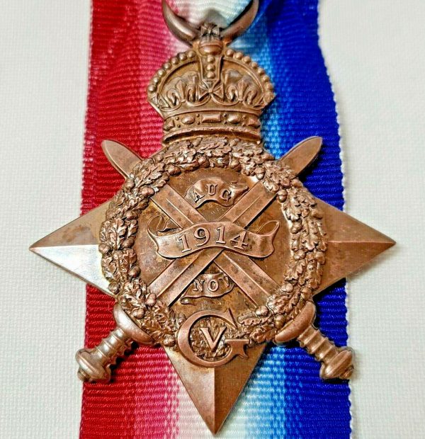 NAME ERASED WW1 1914 STAR MEDAL BRITISH ARMY MONS LE CATEAU MARNE AISNE YPRES