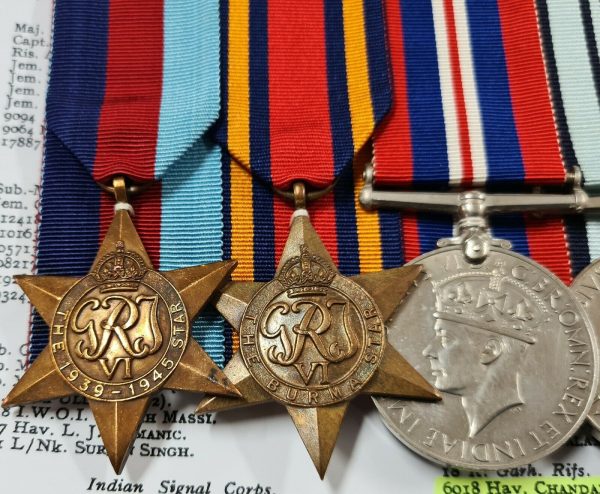 RARE SE ASIA MID INDIAN ARMY WW2 SUMATRA GARHWAL RIFLES MEDALS HAVILDAR BISH - Image 2