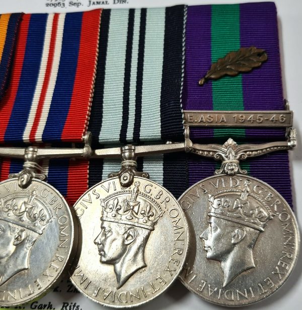 RARE SE ASIA MID INDIAN ARMY WW2 SUMATRA GARHWAL RIFLES MEDALS HAVILDAR BISH - Image 3