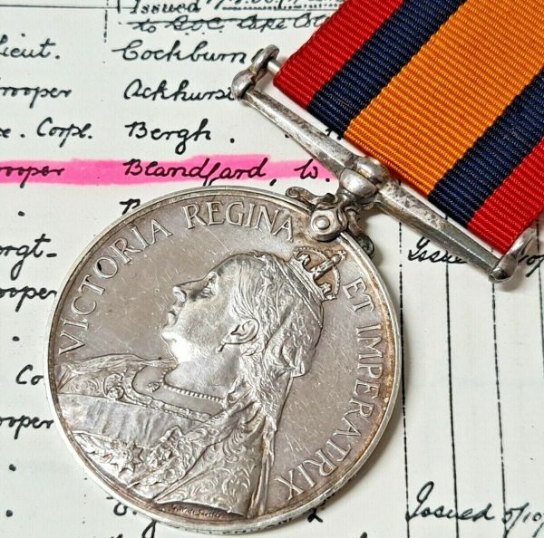 *SWELLENDAM DISTRICT MOUNTED TROOP* BOER WAR MEDAL 22 TROOPER W.E. BLANDFORD