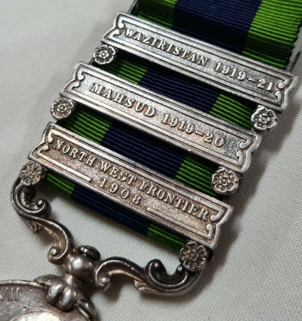 WW1 ERA 1908 INDIA GENERAL SERVICE MEDAL QUEENS OWN CORPS OF GUIDES ARMY - Image 4