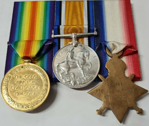 WW1 OFFICER KIA MEDALS & PLAQUE W G PRATT 23RD ROYAL FUSILIERS 5 DRAGOON GUARDS - Image 5