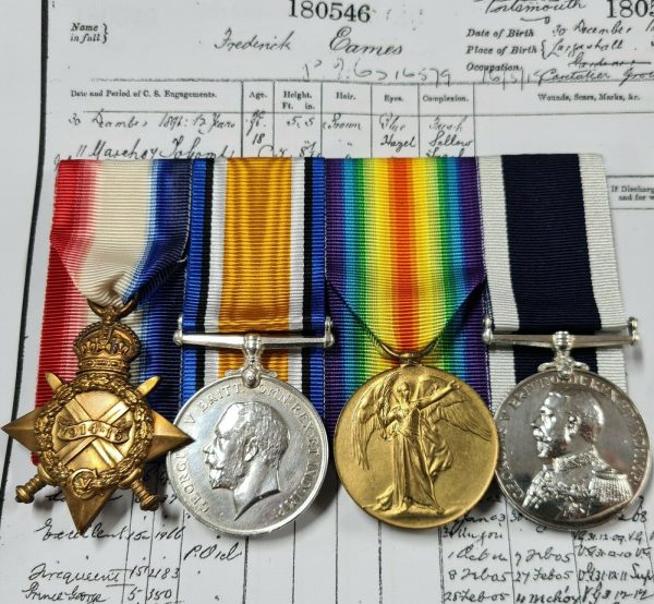 WW1 ROYAL NAVY LONG SERVICE MEDALS 180546 PETTY OFFICER F. EAMES HMS BRITANNIA