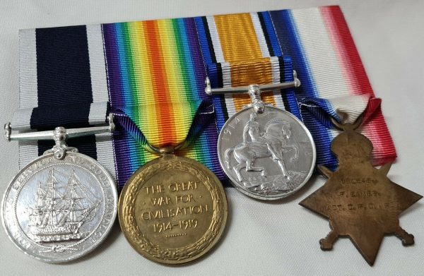 WW1 ROYAL NAVY LONG SERVICE MEDALS 180546 PETTY OFFICER F. EAMES HMS BRITANNIA - Image 8