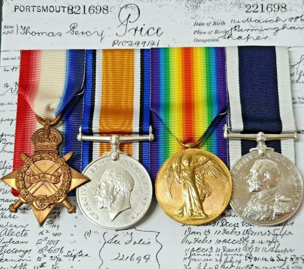 WW1 ROYAL NAVY SUBMARINE MEDALS 221698 PETTY OFFICER THOMAS PRICE HMS ITHURIEL