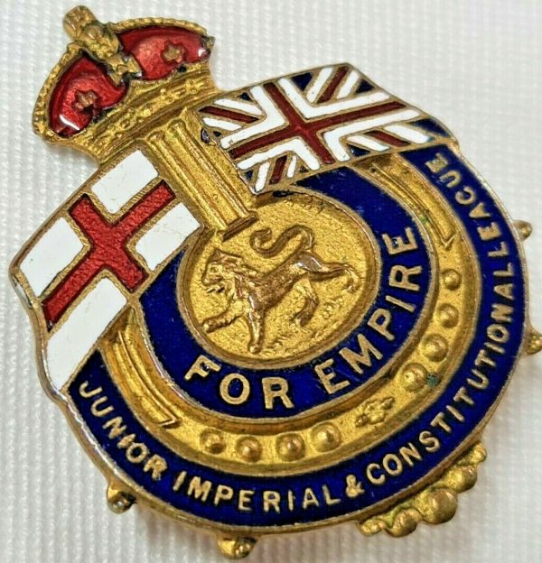 WW1 WW2 VINTAGE BRITISH JUNIOR IMPERIAL & CONSTITUTIONAL LEAGUE BADGE