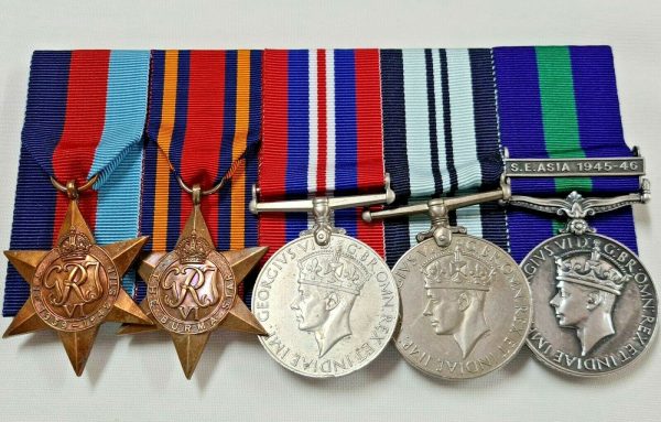 WW2 BURMA & INDIA SERVICE MEDALS & G.S.M. (S.E ASIA) TO 15212 LANCE NAIK RAM 3-2 PUNJAB REGIMENT INDIAN ARMY