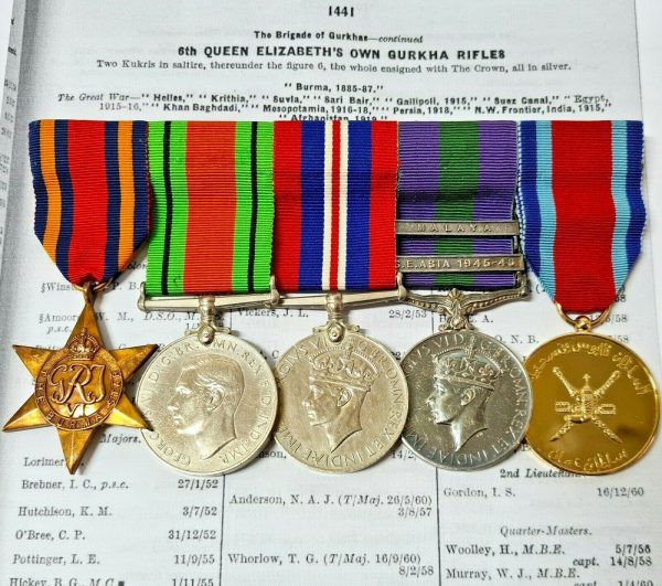 WW2 BURMA & MALAYA BRITISH ARMY MEDALS MAJOR A GRAY 8TH GURKHA & SULTAN SECURITY