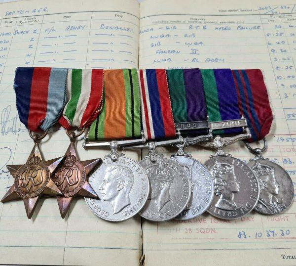 WW2 GREEK MILK RUN CYPRUS & CANAL ZONE MEDALS FLYING BOOK 1122367 F/O W DOVE RAF - Image 2