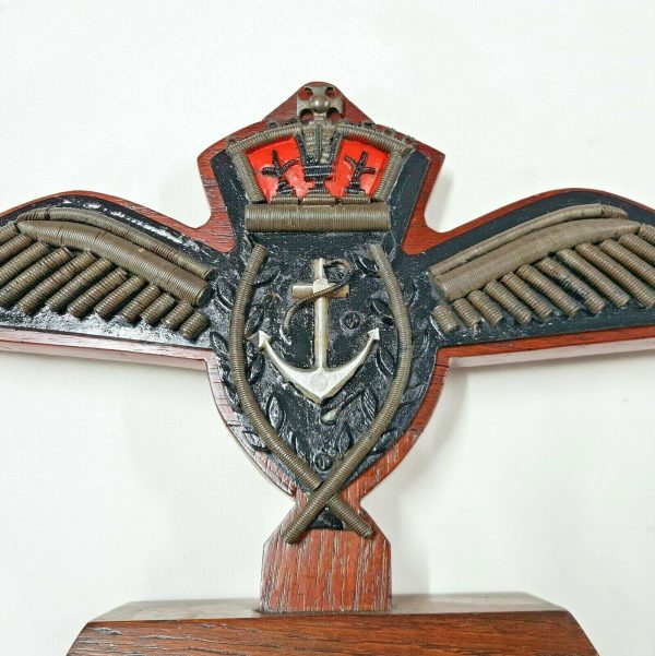 WW2 ROYAL NAVY FLEET AIR ARM METAL & WOOD PRESENTATION PLAQUE