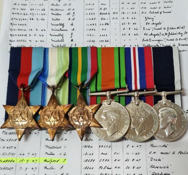 WW2 ROYAL NAVY LONG SERVICE MEDALS MX.48984 CERA MILFORD ATLANTIC AND PACIFIC