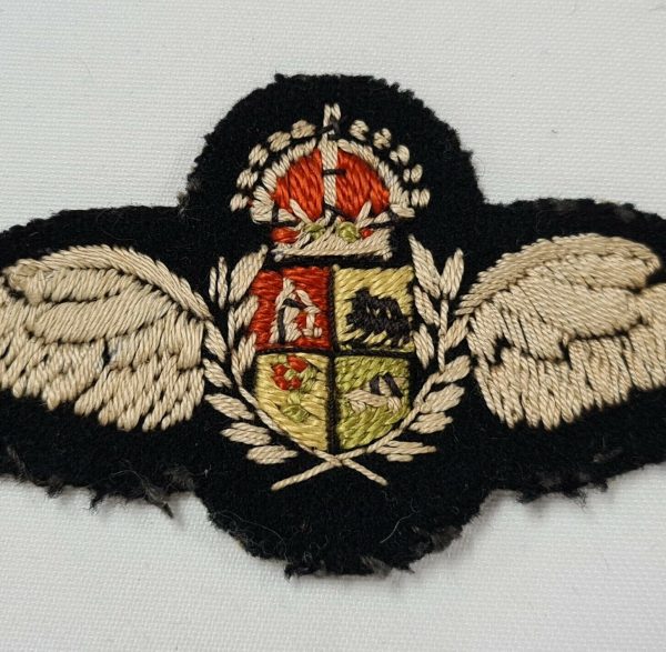 WW2 ROYAL SOUTH AFRICAN AIR FORCE WOVEN PILOT QUALIFICATION *RSAAF* WINGS BADGE