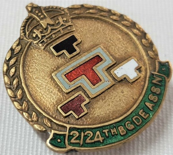 WW2 VINTAGE 2/24th BRIGADE ASSOCIATION AUSTRALIAN UNIFORM BADGE MEDAL SHERIDAN