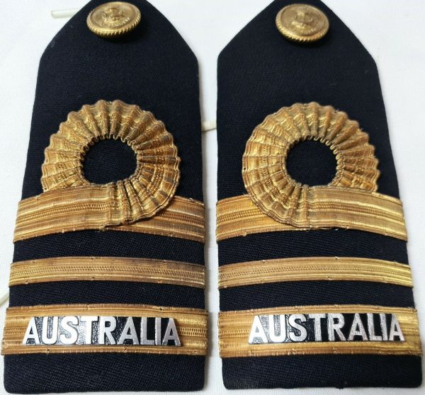 1980'S ERA ROYAL AUSTRALIAN NAVY PARADE RANK UNIFORM SHOULDER BOARDS LT. COMMANDER