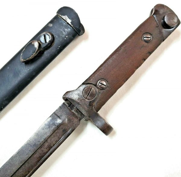 RARE WW2 ITALIAN ARMY 1938 CARCANO FOLDING BAYONET & SCABBARD FIGHTING KNIFE - Image 9