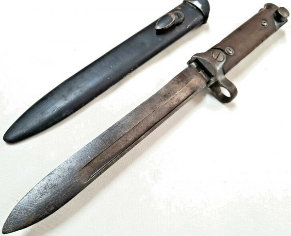 RARE WW2 ITALIAN ARMY 1938 CARCANO FOLDING BAYONET & SCABBARD FIGHTING KNIFE - Image 8