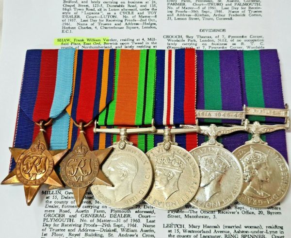 7TH RAJPUT'S CAPTAIN FRANK W V SHAW WW2 BURMA, DUTCH EAST INDIES & CYPRUS MEDALS