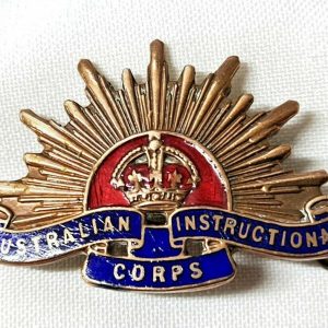 AUSTRALIAN INSTRUCTIONAL CORPS ARMY RISING SUN UNIFORM COLLAR BADGE